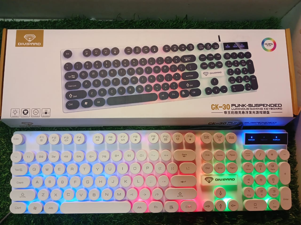 Divipard Keyboard Gaming RGB GK-30 Punk Suspended Lumindus Gaming Keybord