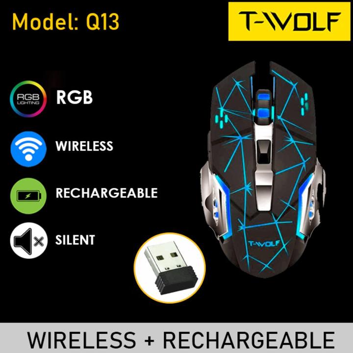 Wireless Gaming Mouse Rechargeable RGB Mouse Q13 White Mouse DPI Laptop Desktop PC OTG