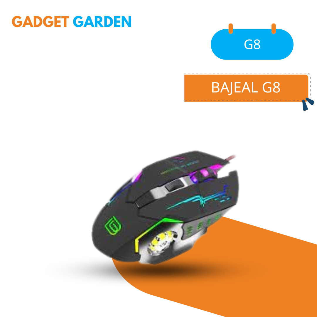 BAJEAL G8 Gaming Mouse DPI Adjustable LED RGB Wired USB 3200DPI Mouse
